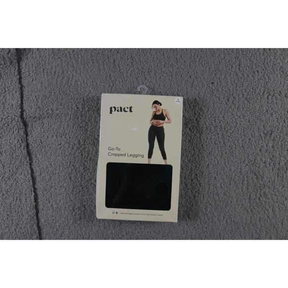 New Pact Organic Leggings Womens Small Black Go To Cropped Cotton Pull On - Picture 1 of 2